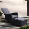 Gardeon Recliner Chair Sun lounge Wicker Lounger Outdoor Patio Furniture Adjustable Black - OZ Home Deals