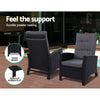 Gardeon Recliner Chair Sun lounge Wicker Lounger Outdoor Patio Furniture Adjustable Black - OZ Home Deals