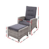 Gardeon Recliner Chair Sun lounge Wicker Lounger Outdoor Patio Furniture Adjustable Grey - OZ Home Deals