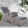Gardeon Recliner Chair Sun lounge Wicker Lounger Outdoor Patio Furniture Adjustable Grey - OZ Home Deals