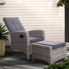 Gardeon Recliner Chair Sun lounge Wicker Lounger Outdoor Patio Furniture Adjustable Grey - OZ Home Deals