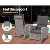Gardeon Recliner Chair Sun lounge Wicker Lounger Outdoor Patio Furniture Adjustable Grey - OZ Home Deals