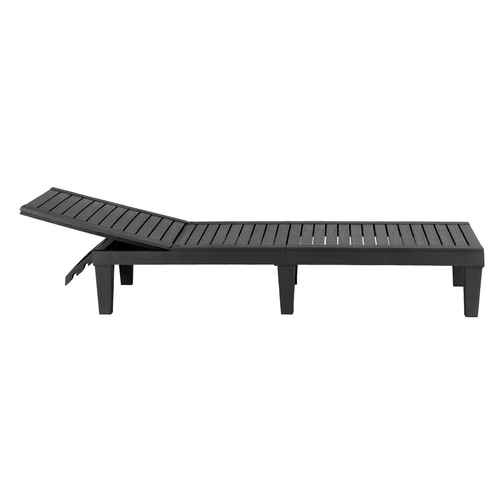 Gardeon Sun Lounge Adjustable Recliner Patio Outdoor Furniture Lightweight Black - OZ Home Deals