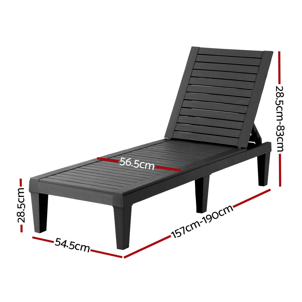 Gardeon Sun Lounge Adjustable Recliner Patio Outdoor Furniture Lightweight Black - OZ Home Deals