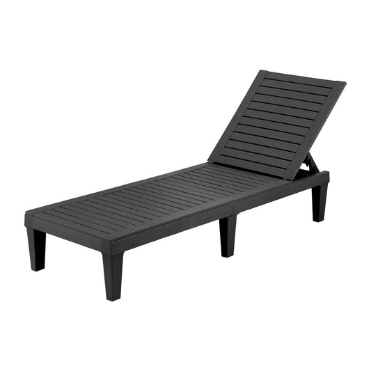Gardeon Sun Lounge Adjustable Recliner Patio Outdoor Furniture Lightweight Black - OZ Home Deals