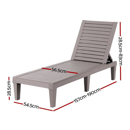Gardeon Sun Lounge Adjustable Recliner Patio Outdoor Furniture Lightweight Brown - OZ Home Deals