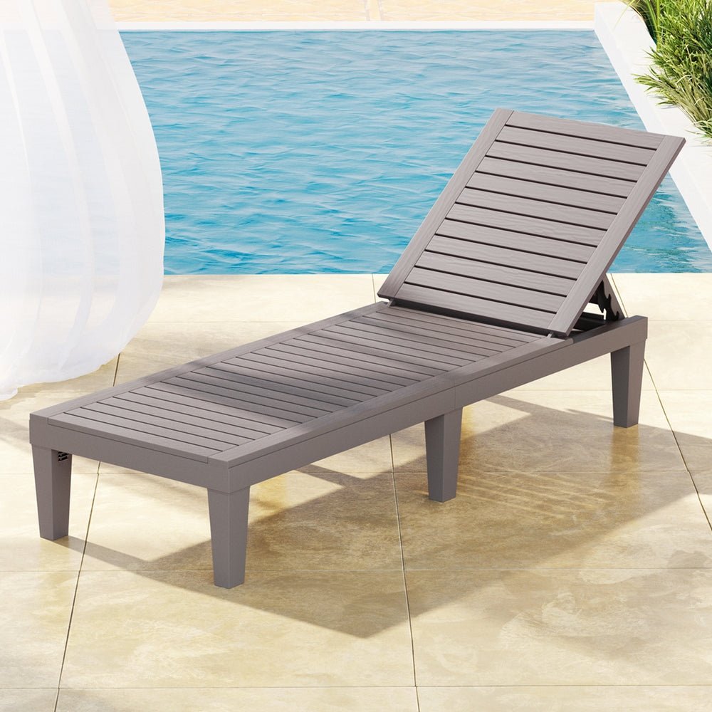 Gardeon Sun Lounge Adjustable Recliner Patio Outdoor Furniture Lightweight Brown - OZ Home Deals