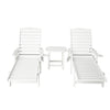 Gardeon Sun Lounge Lounger Beach Chair HDPE Patio Outdoor Furniture with Wheels White - OZ Home Deals