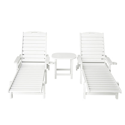 Gardeon Sun Lounge Lounger Beach Chair HDPE Patio Outdoor Furniture with Wheels White - OZ Home Deals