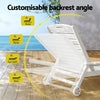 Gardeon Sun Lounge Lounger Beach Chair HDPE Patio Outdoor Furniture with Wheels White - OZ Home Deals