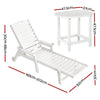 Gardeon Sun Lounge Lounger Beach Chair HDPE Patio Outdoor Furniture with Wheels White - OZ Home Deals