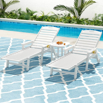 Gardeon Sun Lounge Lounger Beach Chair HDPE Patio Outdoor Furniture with Wheels White - OZ Home Deals