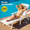 Gardeon Sun Lounge Lounger Beach Chair HDPE Patio Outdoor Furniture with Wheels White - OZ Home Deals