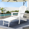 Gardeon Sun Lounge Outdoor Chairs Wooden Foldable Patio Furniture Adirondack White - OZ Home Deals