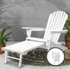 Gardeon Sun Lounge Outdoor Chairs Wooden Foldable Patio Furniture Adirondack White - OZ Home Deals