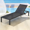 Gardeon Sun Lounge Outdoor Lounger Aluminium Folding Beach Chair Wheels Black - OZ Home Deals