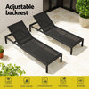 Gardeon Sun Lounge Outdoor Lounger Aluminium Folding Beach Chair Wheels Black - OZ Home Deals