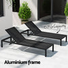 Gardeon Sun Lounge Outdoor Lounger Aluminium Folding Beach Chair Wheels Black - OZ Home Deals