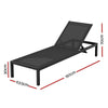 Gardeon Sun Lounge Outdoor Lounger Aluminium Folding Beach Chair Wheels Black - OZ Home Deals