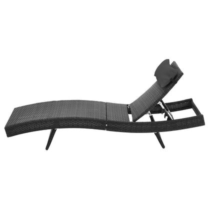 Gardeon Sun Lounge Wicker Lounger Outdoor Furniture Beach Chair Garden Adjustable Black - OZ Home Deals