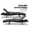 Gardeon Sun Lounge Wicker Lounger Outdoor Furniture Beach Chair Patio Adjustable Cushion Black - OZ Home Deals