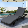 Gardeon Sun Lounge Wicker Lounger Outdoor Furniture Beach Chair Patio Adjustable Cushion Black - OZ Home Deals