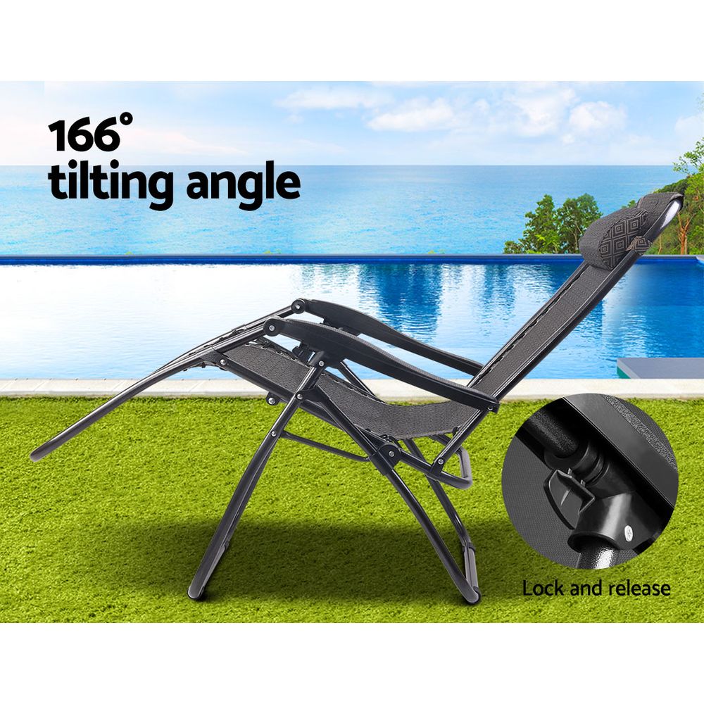 Gardeon Zero Gravity Chair Folding Outdoor Recliner Adjustable Sun Lounge Camping Beige - OZ Home Deals