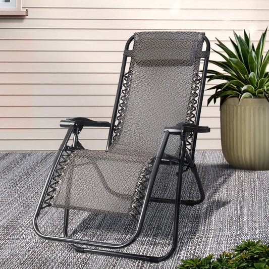 Gardeon Zero Gravity Chair Folding Outdoor Recliner Adjustable Sun Lounge Camping Beige - OZ Home Deals