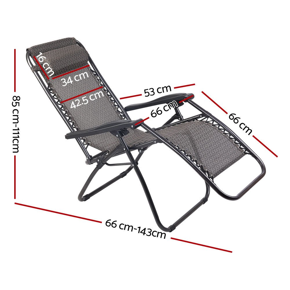 Gardeon Zero Gravity Chair Folding Outdoor Recliner Adjustable Sun Lounge Camping Beige - OZ Home Deals