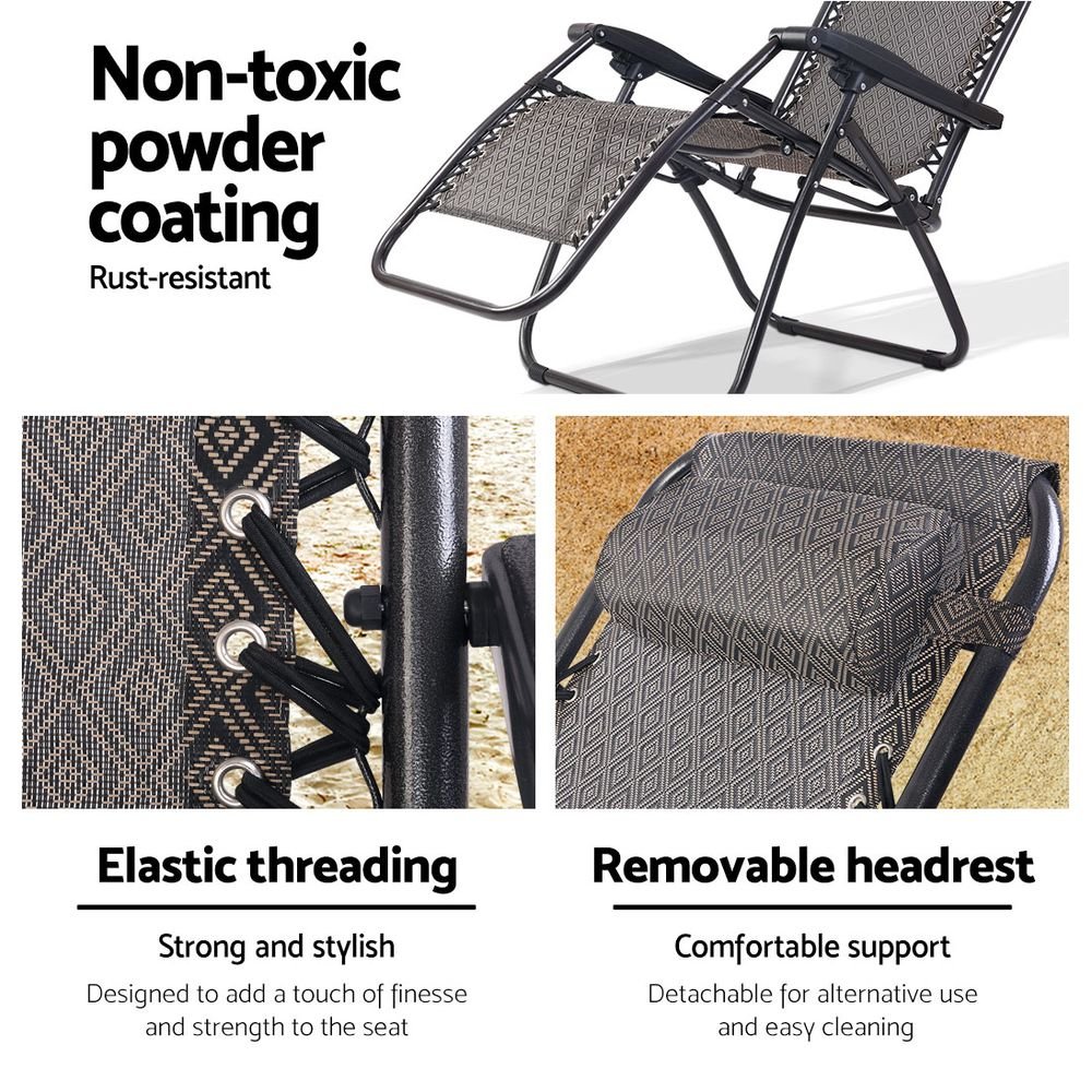 Gardeon Zero Gravity Chair Folding Outdoor Recliner Adjustable Sun Lounge Camping Beige - OZ Home Deals