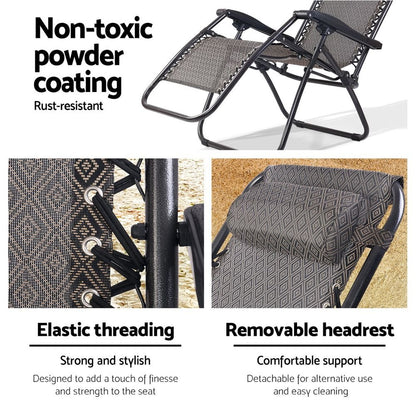 Gardeon Zero Gravity Chair Folding Outdoor Recliner Adjustable Sun Lounge Camping Beige - OZ Home Deals