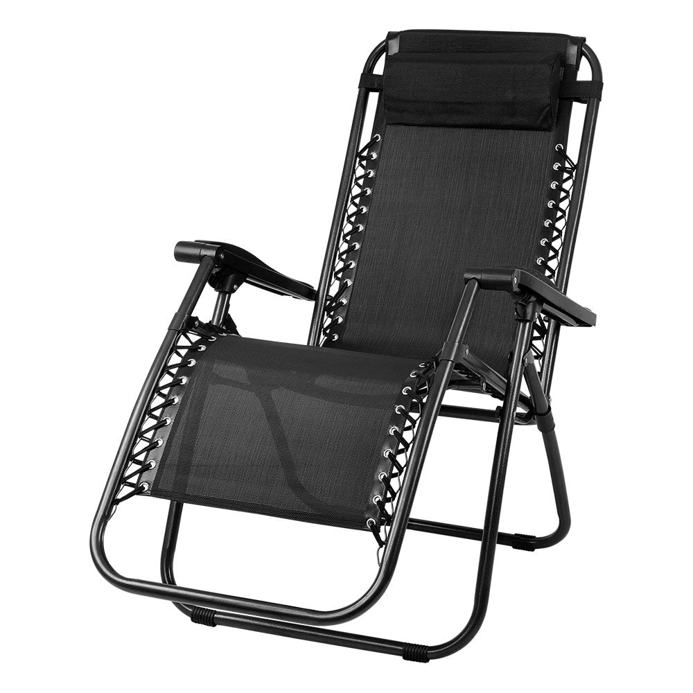 Gardeon Zero Gravity Chair Folding Outdoor Recliner Adjustable Sun Lounge Camping Black - OZ Home Deals
