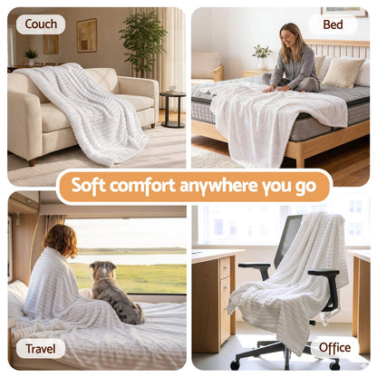 Giselle 203x230cm Throw Blanket Fleece Soft Lightweight Cozy Sofa Couch Bed Throw - OZ Home Deals