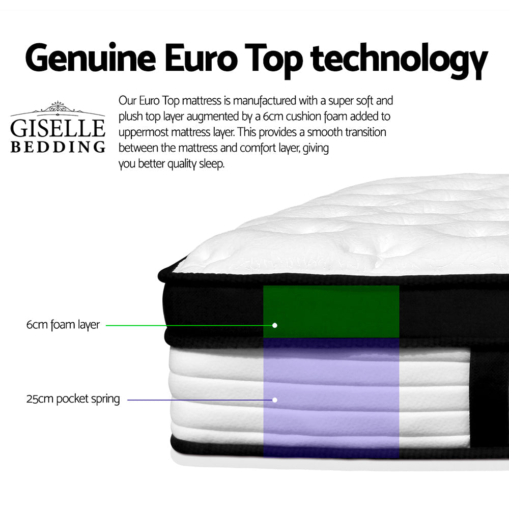 Giselle Bedding 31cm Mattress Euro Top Queen - OZ Home Deals
