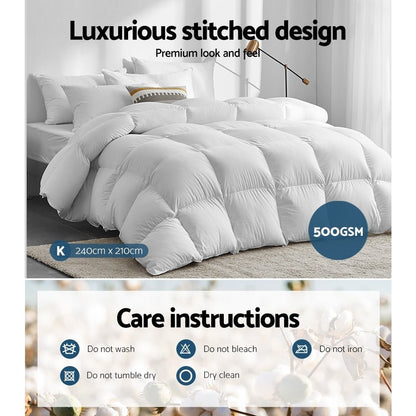 Giselle Bedding 500GSM Duck Down Feather Quilt King - OZ Home Deals