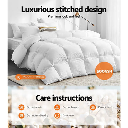 Giselle Bedding 500GSM Goose Down Feather Quilt King - OZ Home Deals