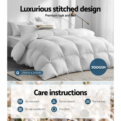 Giselle Bedding 700GSM Duck Down Feather Quilt Queen - OZ Home Deals