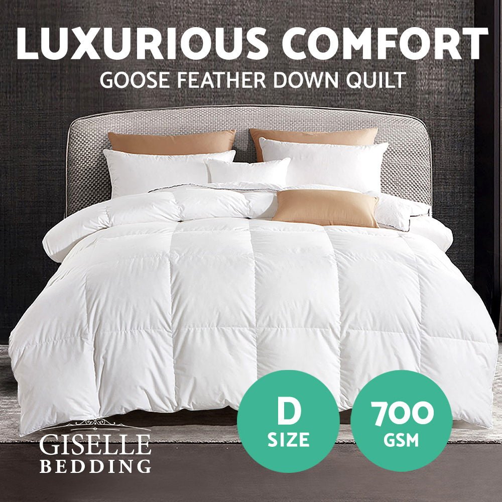 Giselle Bedding 700GSM Goose Down Feather Quilt Double - OZ Home Deals