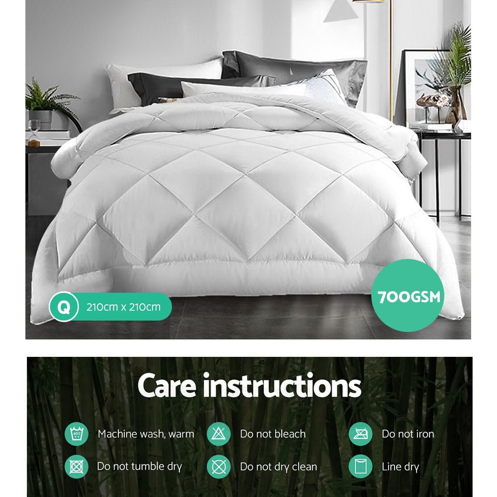 Giselle Bedding 700GSM Microfibre Bamboo Quilt Queen - OZ Home Deals