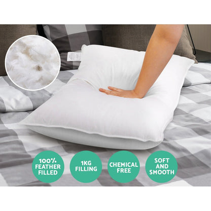 Giselle Bedding Duck Feather Down Pillow Twin Pack - OZ Home Deals
