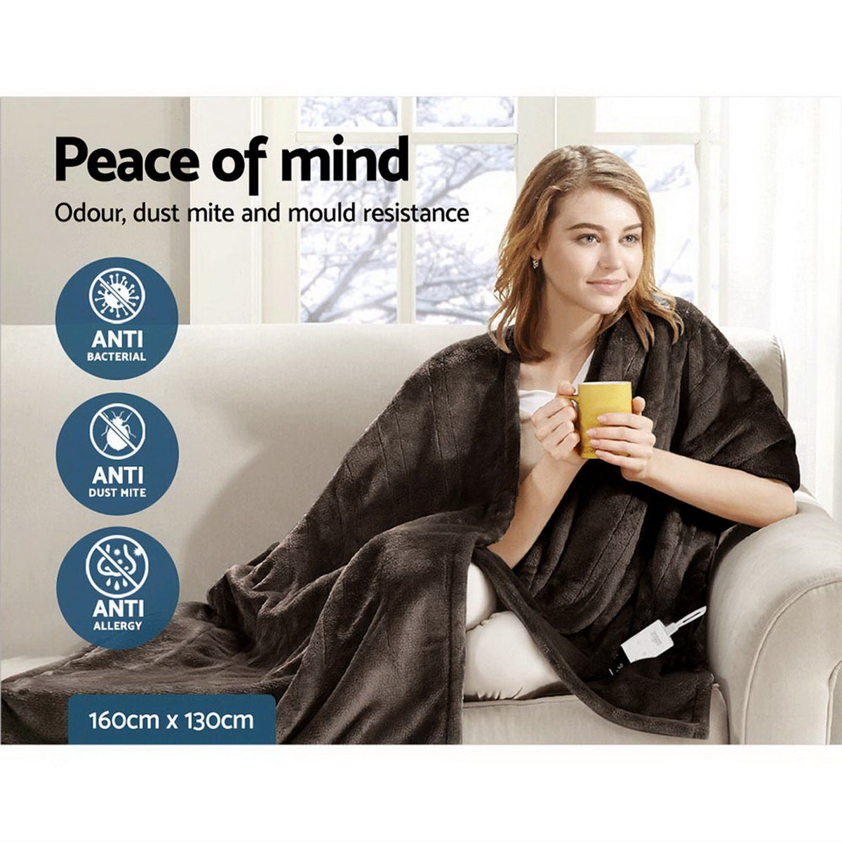 Giselle Bedding Electric Throw Blanket - Chocolate - OZ Home Deals