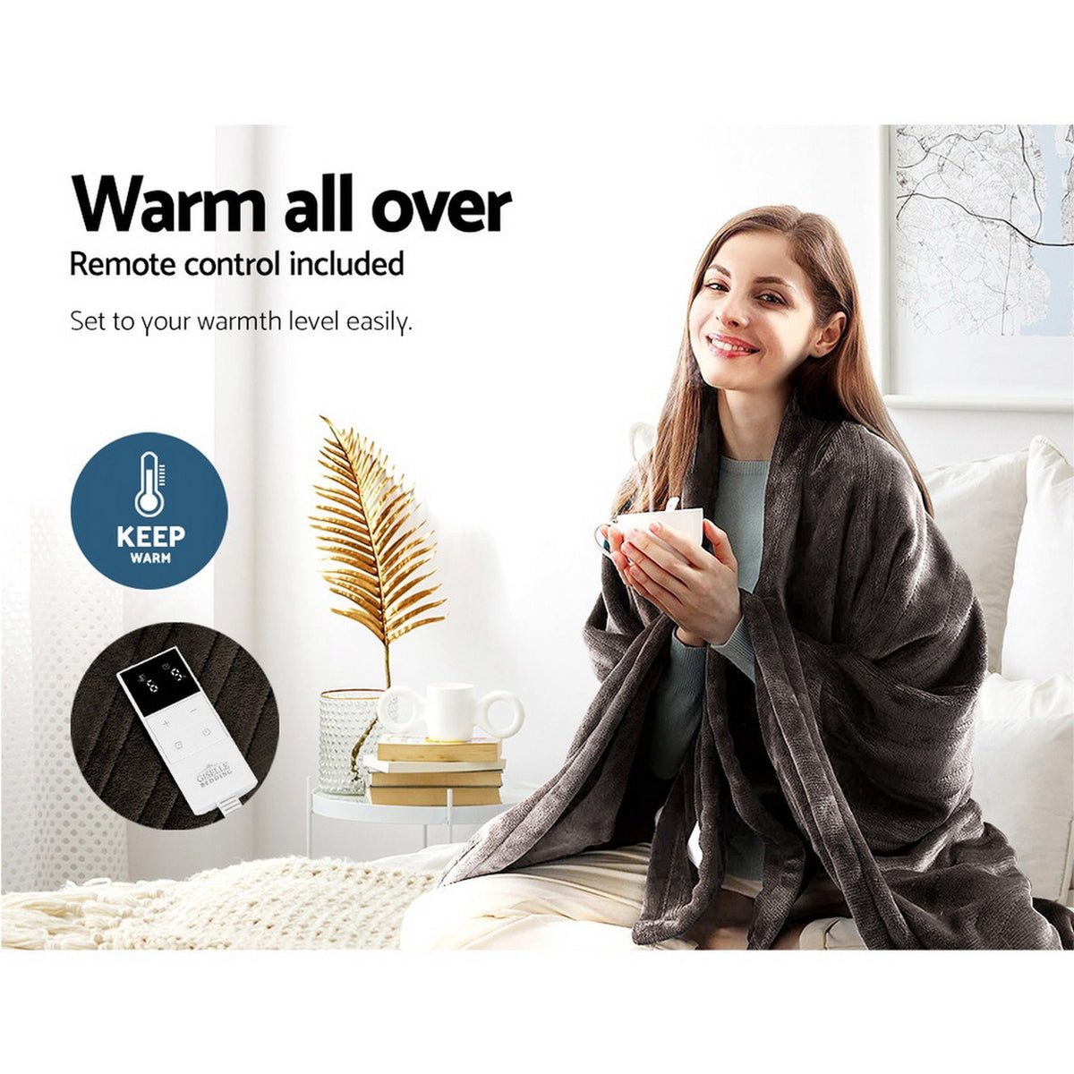 Giselle Bedding Electric Throw Blanket - Chocolate - OZ Home Deals