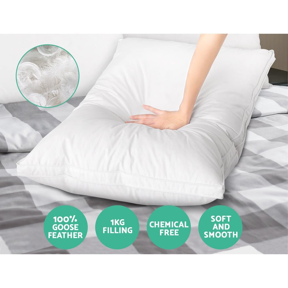 Giselle Bedding Goose Feather Down Pillow Luxury Twin Pack - OZ Home Deals