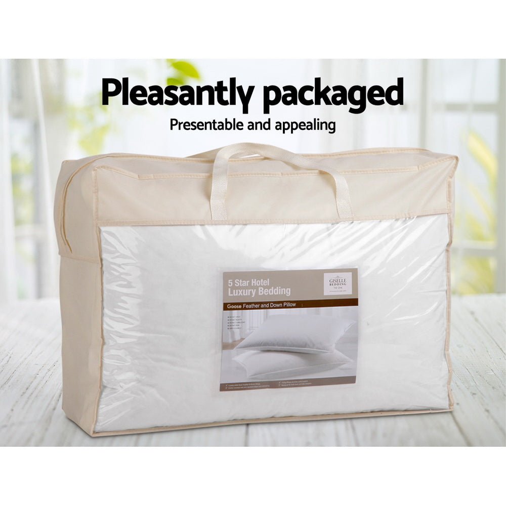 Giselle Bedding Goose Feather Down Pillow Twin Pack - OZ Home Deals