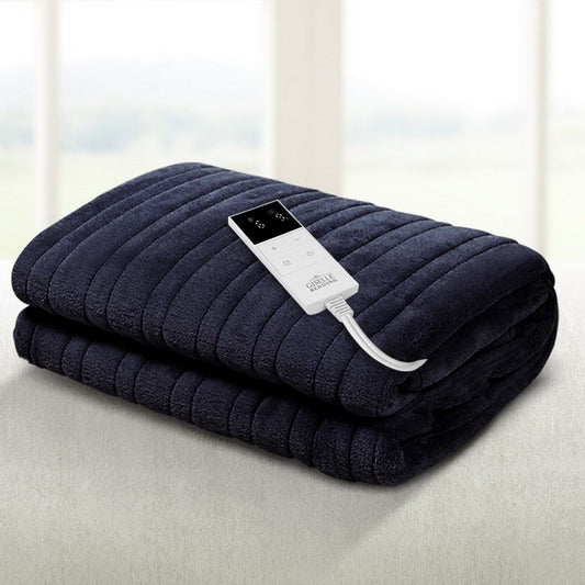 Giselle Bedding Heated Electric Throw Rug Fleece Sunggle Blanket Washable Charcoal - OZ Home Deals