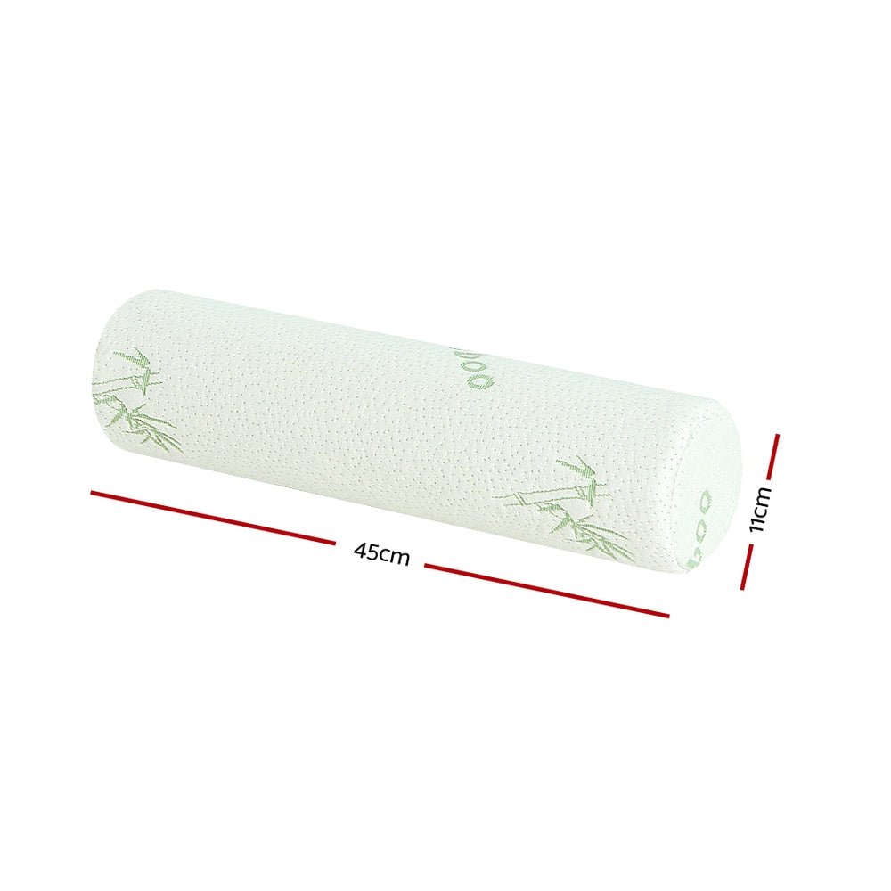 Giselle Bedding Memory Foam Neck Roll Pillow Bamboo Cover - OZ Home Deals
