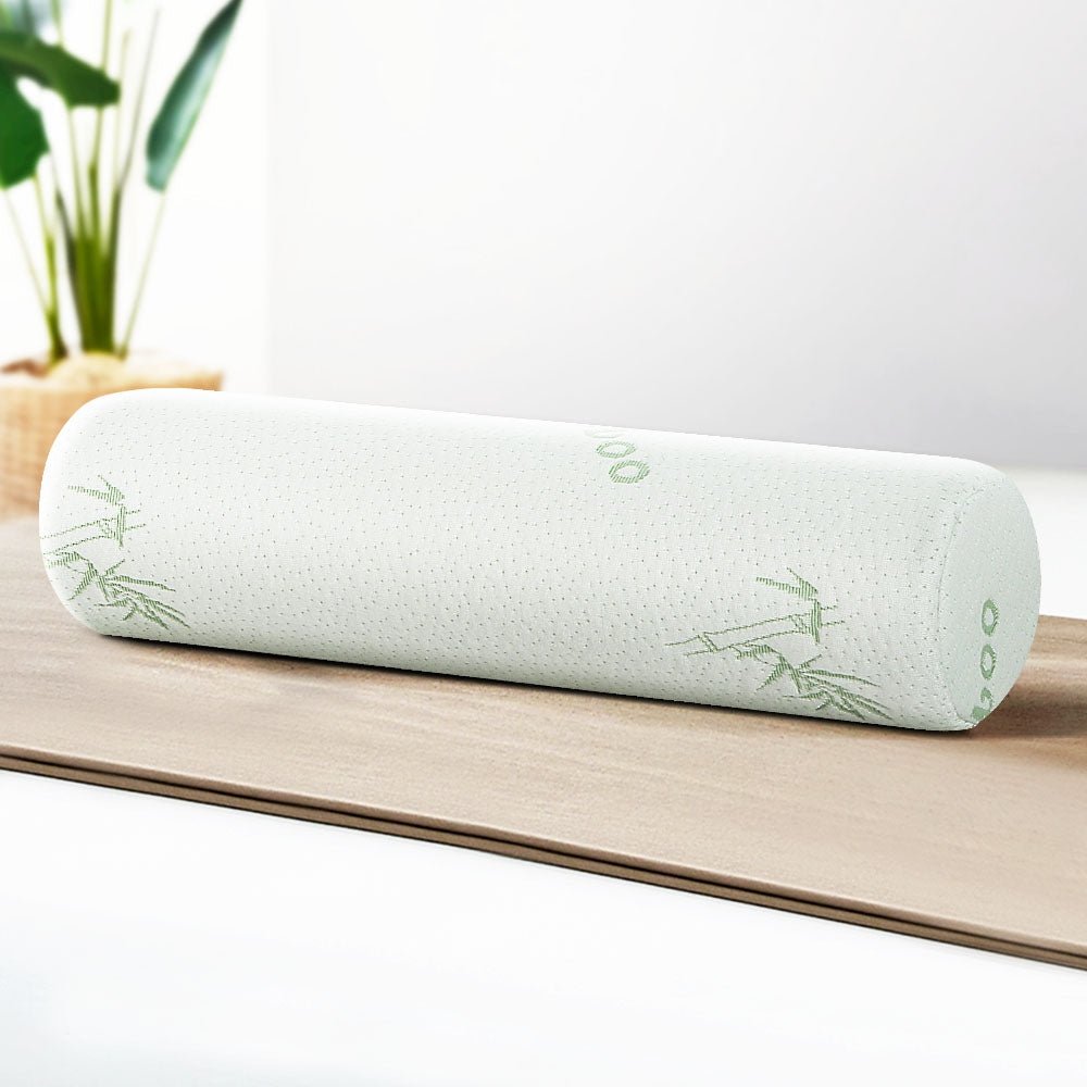 Giselle Bedding Memory Foam Neck Roll Pillow Bamboo Cover - OZ Home Deals
