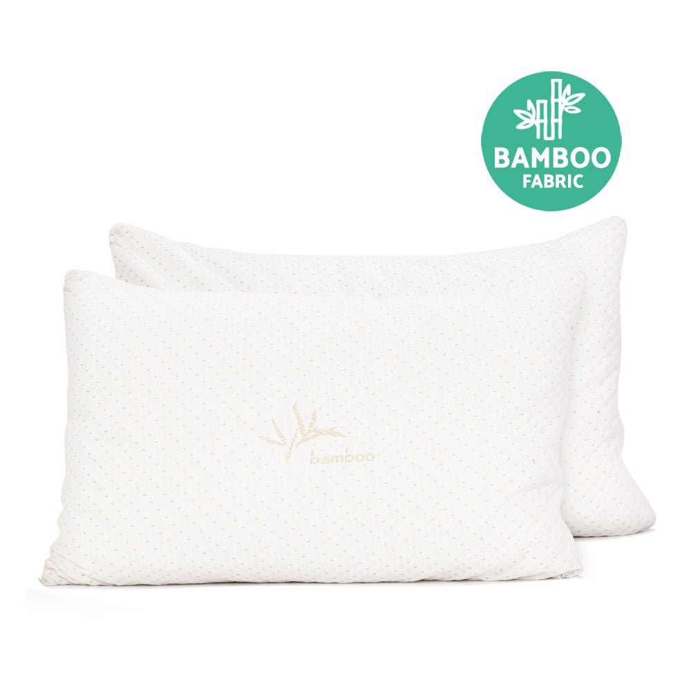 Giselle Bedding Memory Foam Pillow Bamboo Cover Twin Pack - OZ Home Deals