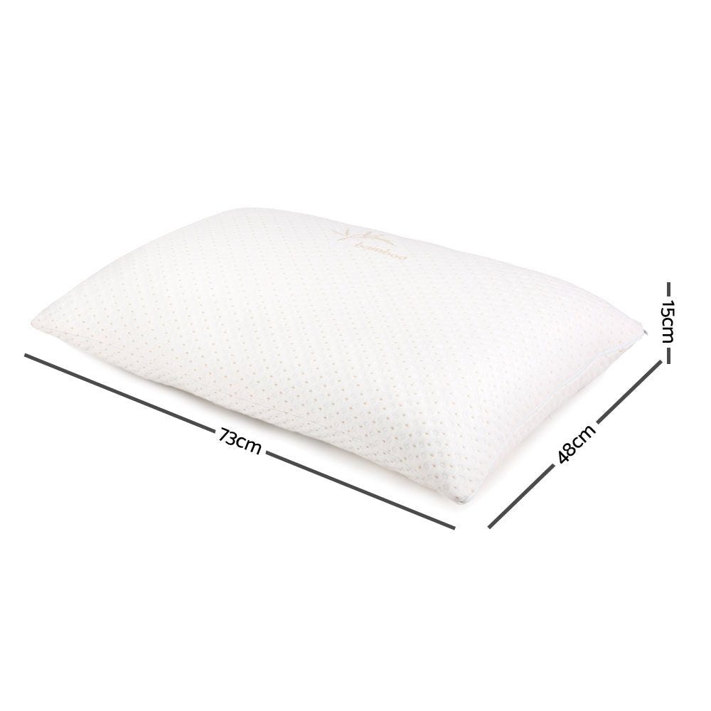 Giselle Bedding Memory Foam Pillow Bamboo Cover Twin Pack - OZ Home Deals