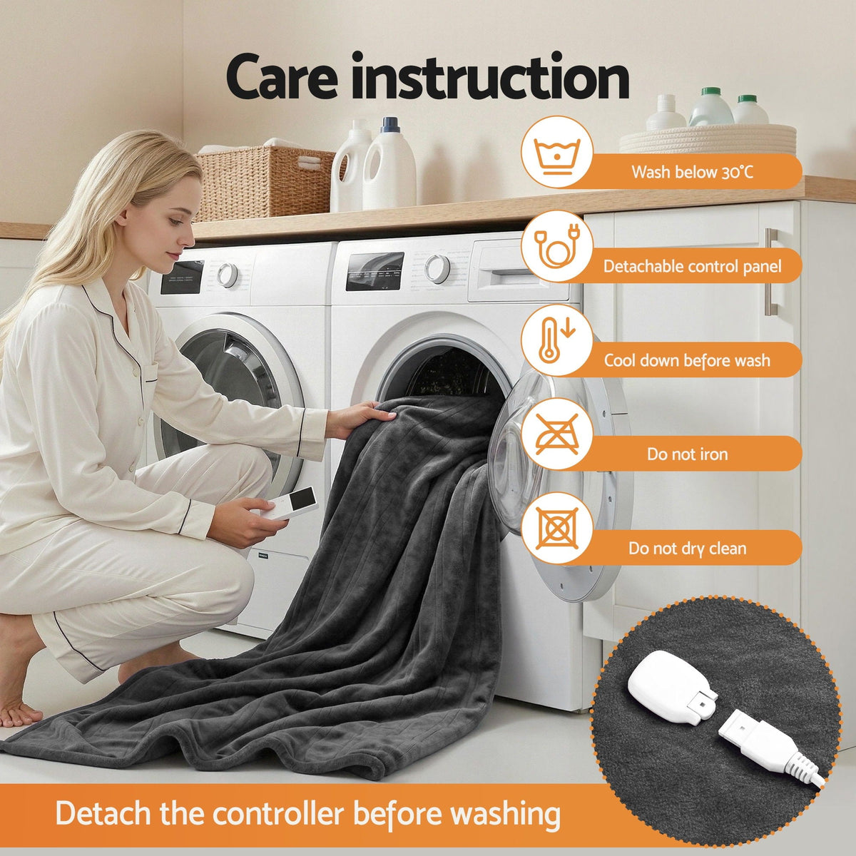 Giselle Electric Throw Rug Double Size 200x180cm Coral Fleece Heated Blanket Grey - OZ Home Deals